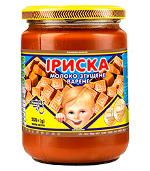 Молоко згущене ПЕРВОМАЙСЬКИЙ МКК варене "Іриска" скляна банка 470 г